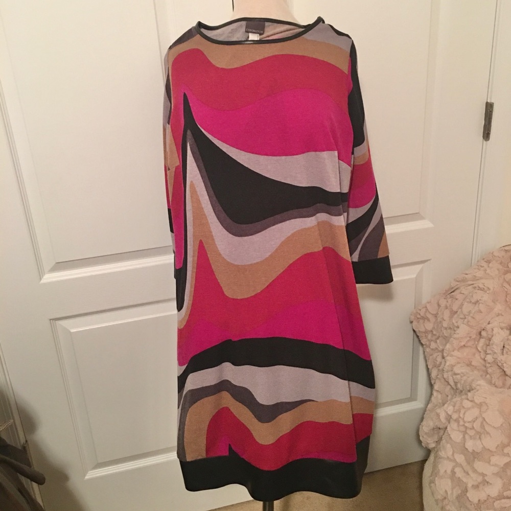 Black/Gold/Maroon/Gray Dress with Faux Leather